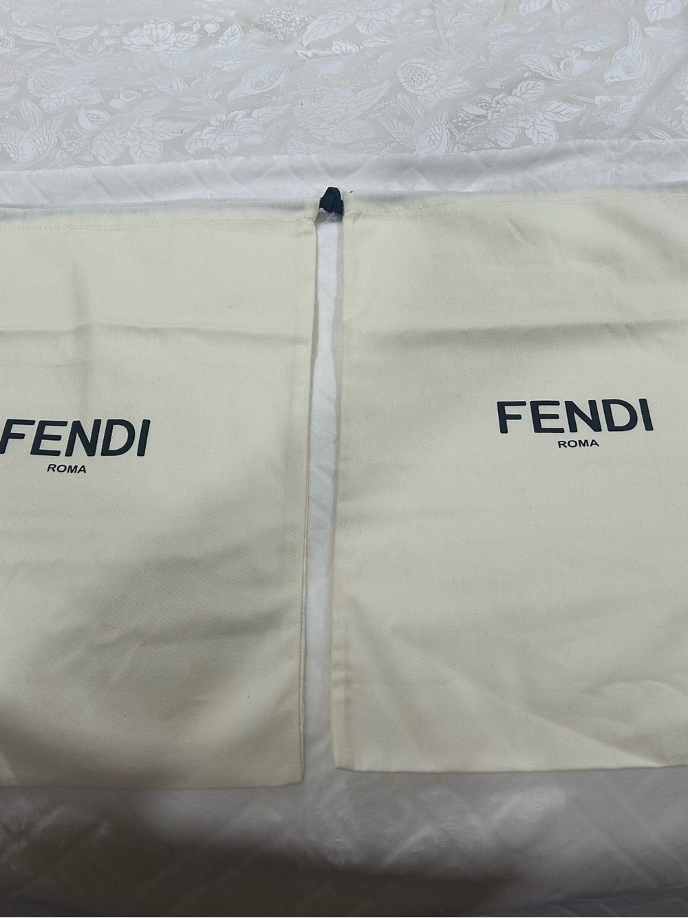 Fendi Cream Dust Bags with Black Logo - 12W x 18H -New!